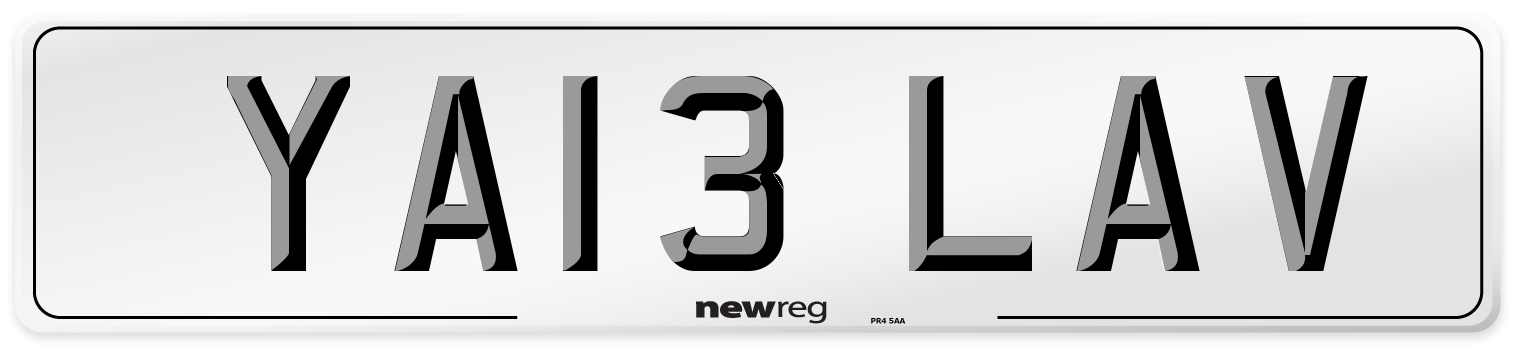 YA13 LAV Number Plate from New Reg